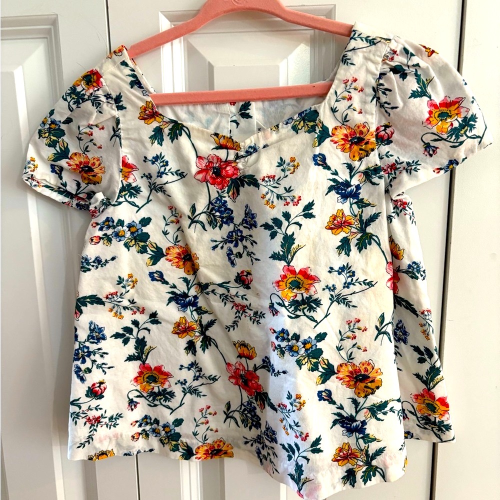 Janie and Jack Floral Print Girls Top 4T